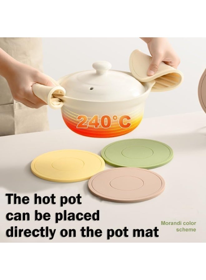 ChicAbode 6Pcs Thickened Pot Holders, Silicone Trivets, Non-Slip Heat Resistant Pads, with 1 Gold Triangle Holder, for Kitchen Hot Pots and Pans(6 Colors) - Image 3